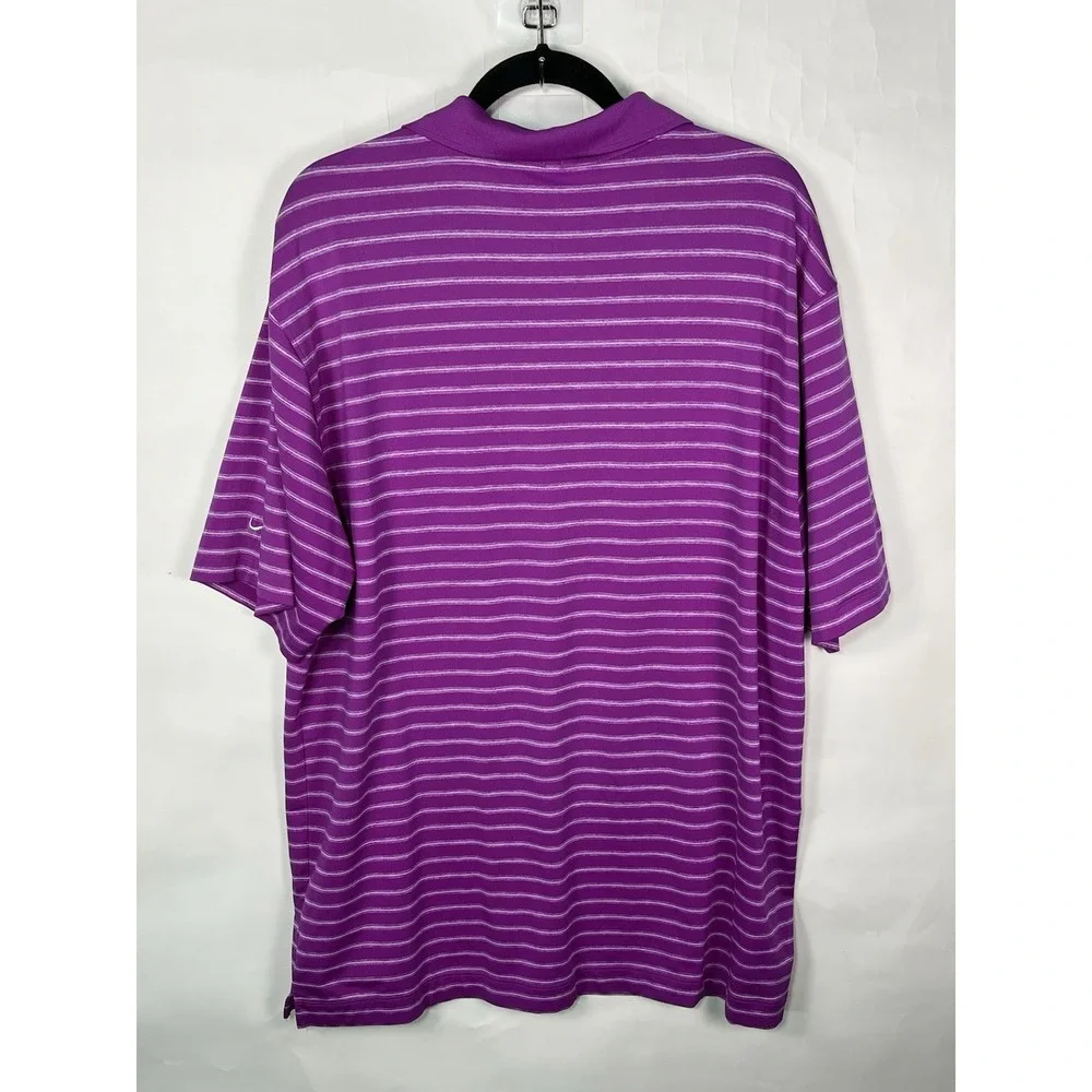 Nike Golf Dri-Fit Polo Shirt Men's Sz XL Purple with White Stripes‎ Lightweight